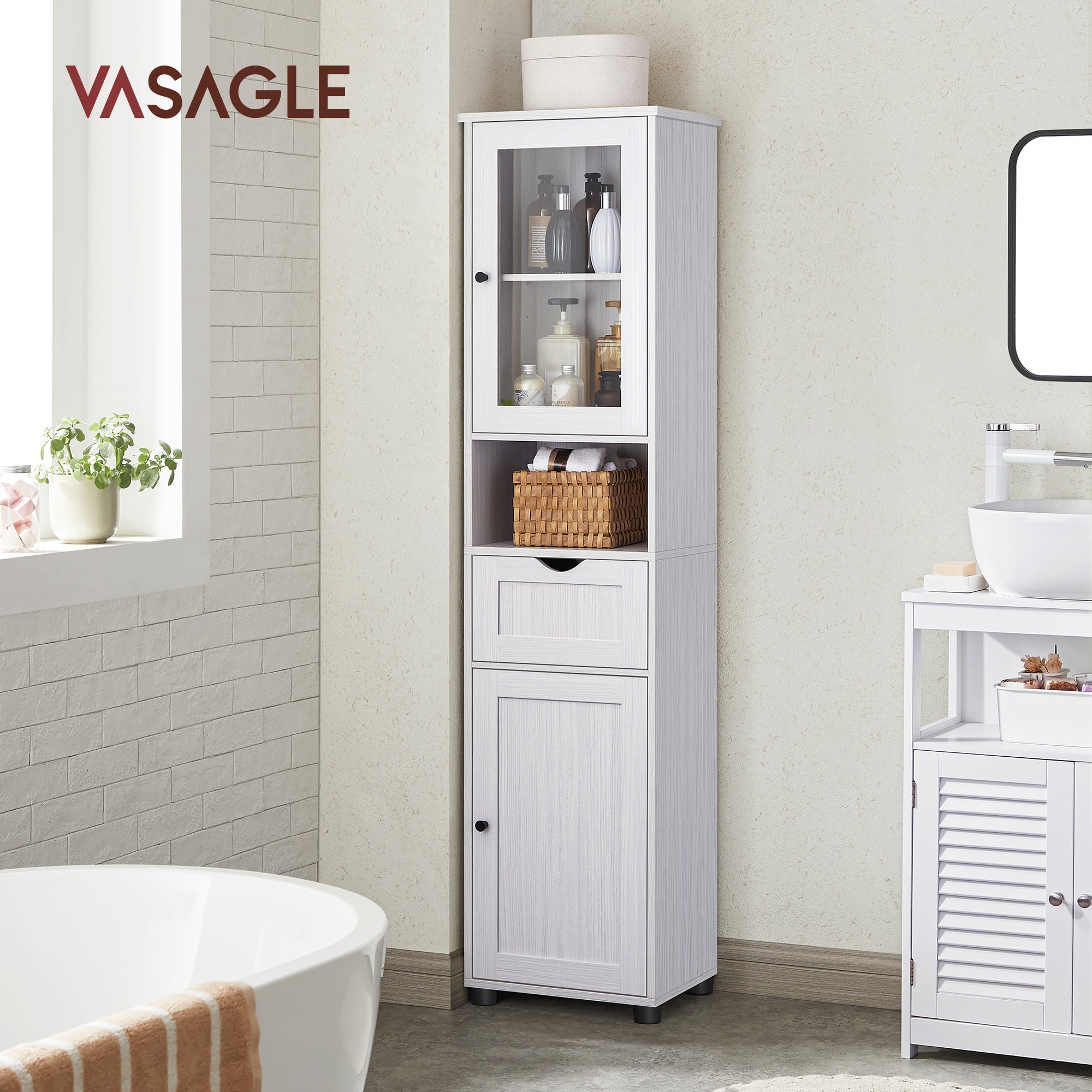 Armoire De Rangement Salle De Bain 4 Niveaux Blanche - Étagère Mobile Fine Avec Roulettes, 20 Cm Largeur