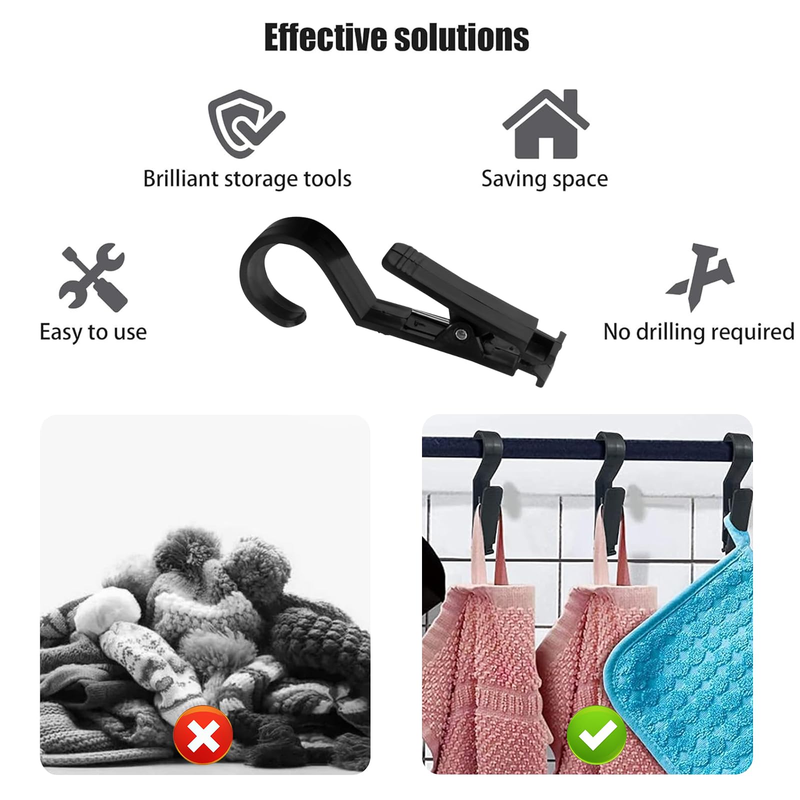 YSDINK Set di 20 ganci a clip antiscivolo in metallo, gancio a 360° per biancheria, pantaloni, scarpe, asciugamani e accessori, ideale per armadio e organizzazione (grigio