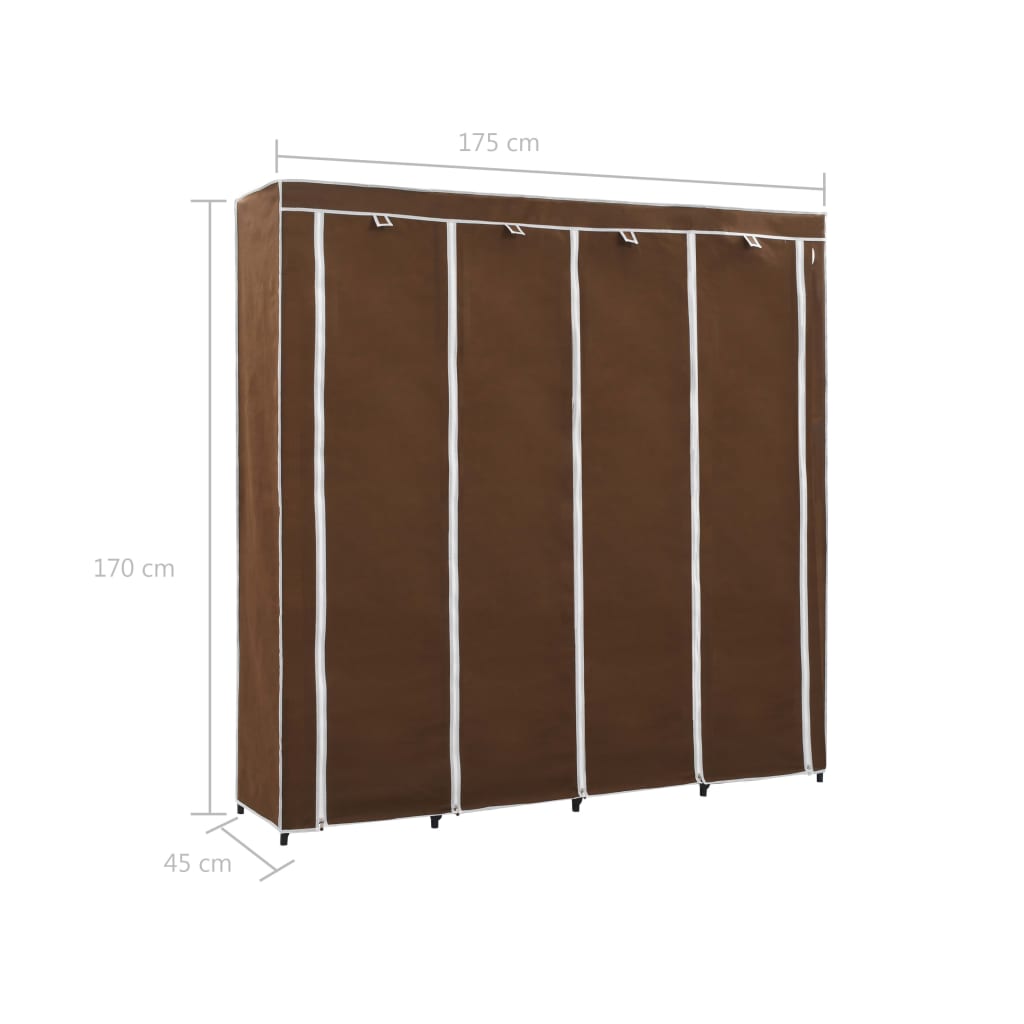 Armário com 4 compartimentos castanhos 175x45x170 cm - COMFORTXL - 8