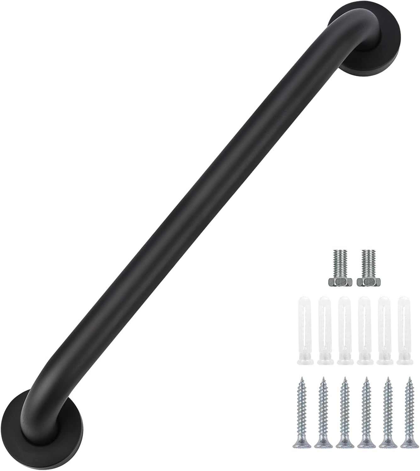 Uchwyt bezpieczeństwa prysznicowy, antypoślizgowy, odpowiedni do łazienki, wanny i toalety (czarny), 60 cm