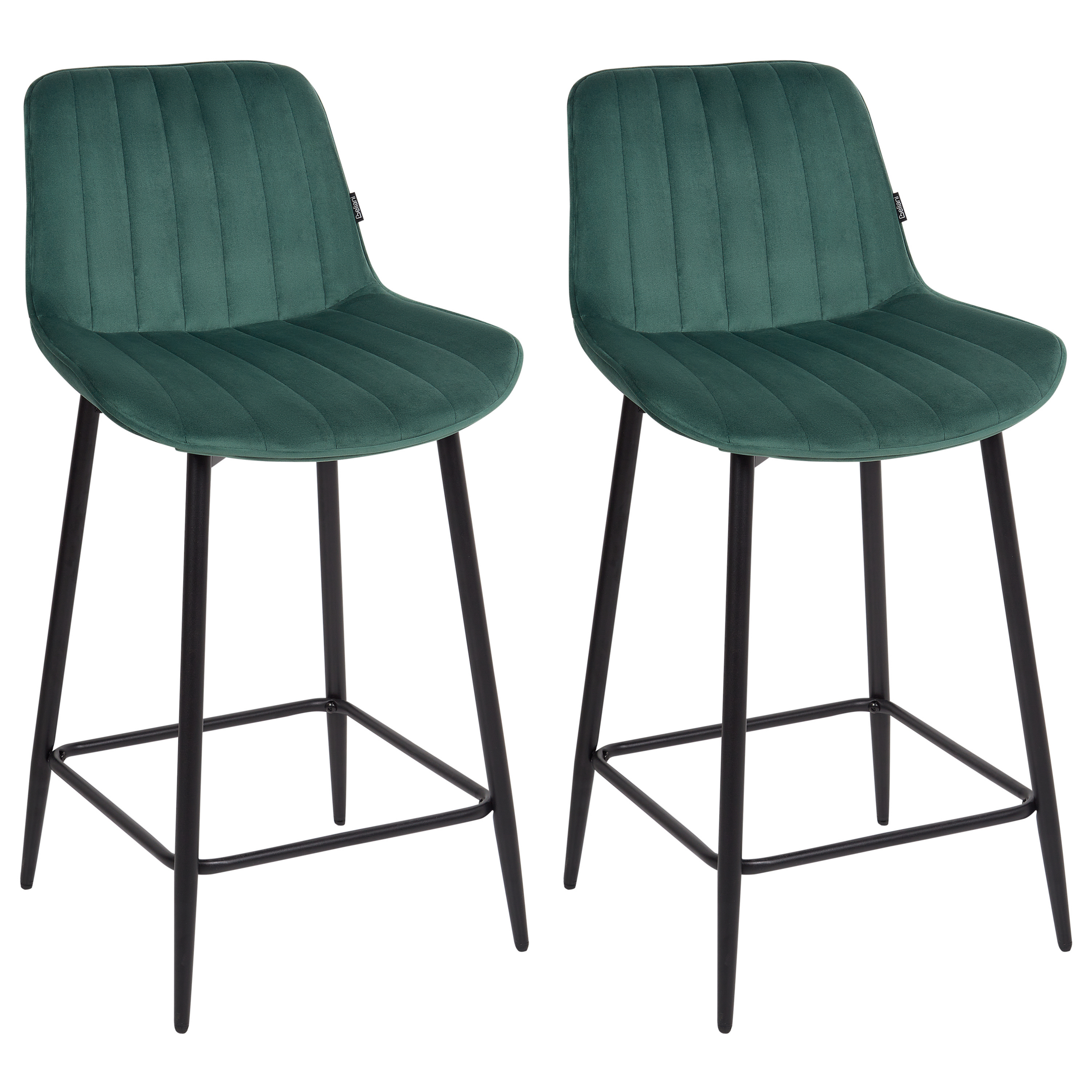 Beliani Conjunto De 2 Sillas De Bar Dubrovnik Terciopelo Verde/Esmeralda , Leroy Merlin