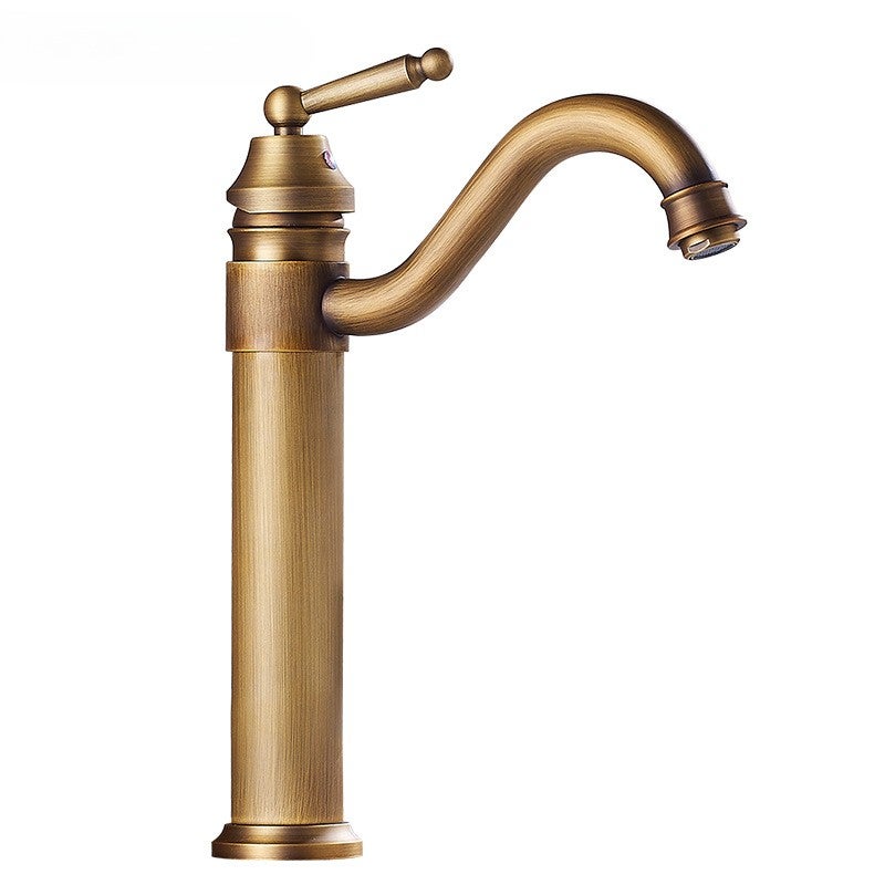 Zabytkowa bateria łazienkowa z litego mosiądzu, retro bateria ciepłej/zimnej wody, retro bateria umywalkowa z jednym otworem, 40,5 * 24 * 7 cm