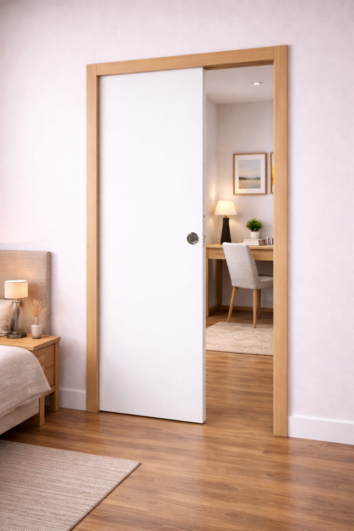 Porte Coulissante Lacdor Blanc Pur H204 X L83 Cm,galandage, Kit ...