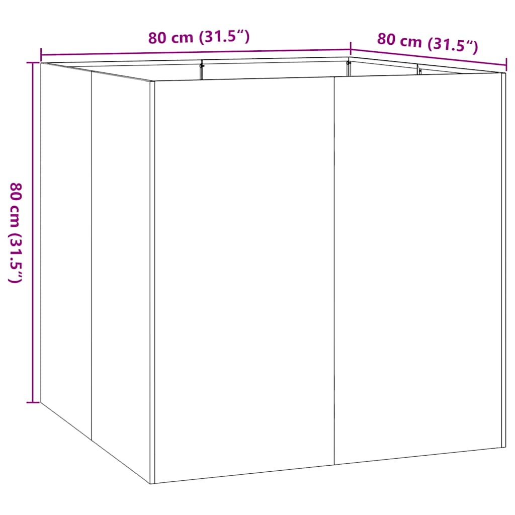 vidaXL Jardinière noir 80x80x80 cm acier - 9
