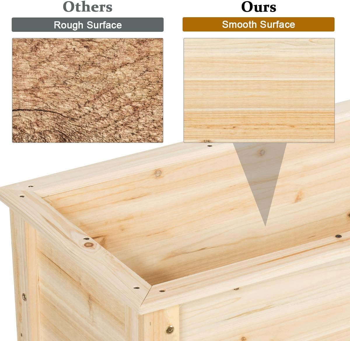 Carre Potager sur Pieds, Jardiniere Rectangulaire en Bois pour Legumes, Herbes, Fleurs, Lit Sureleve avec Etagere，Charge 80 KG(91,5 x 40,5 x 80,5 CM) - 2