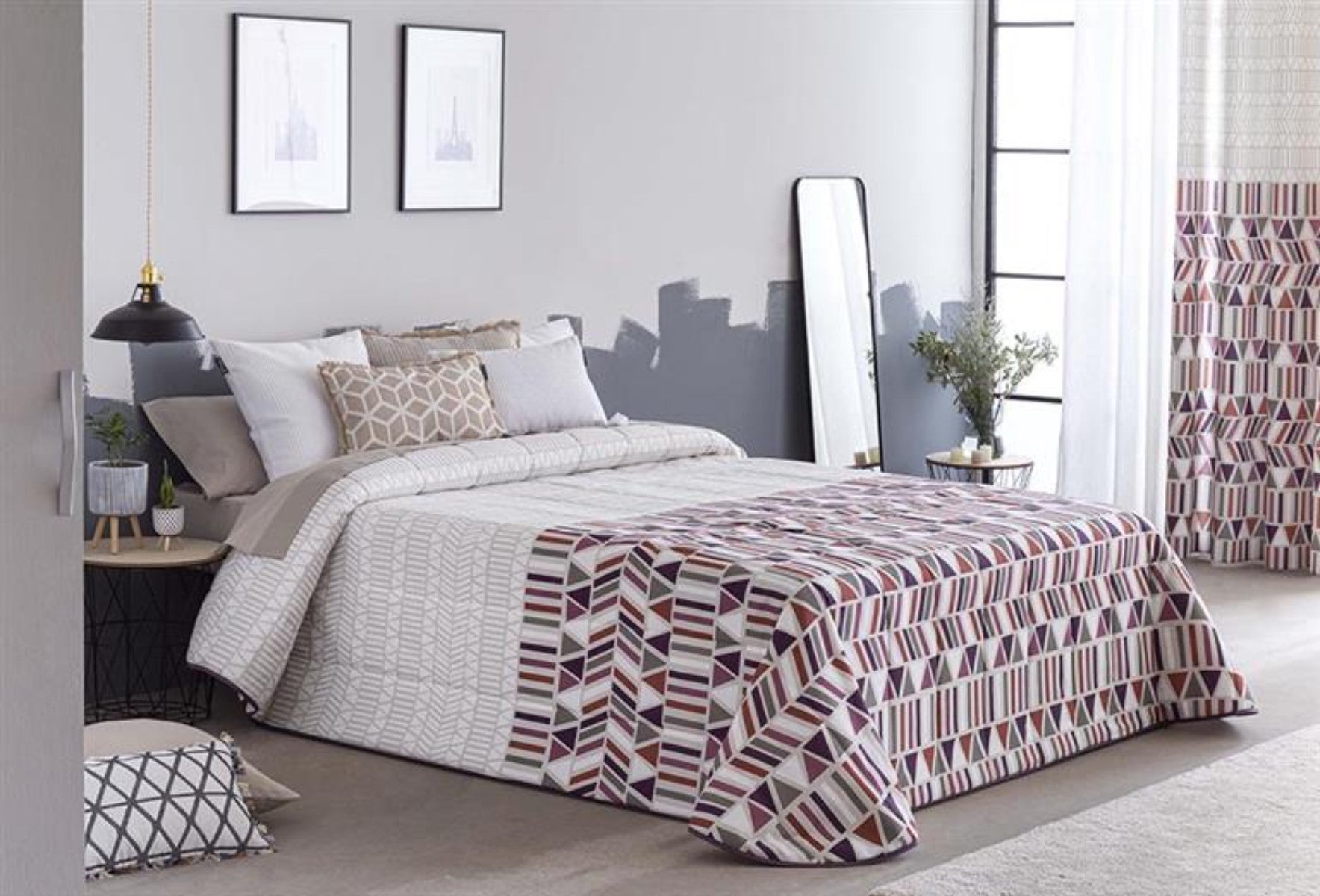 Colcha bouti estampada para invierno con relleno eibar lila para cama de 90 cm