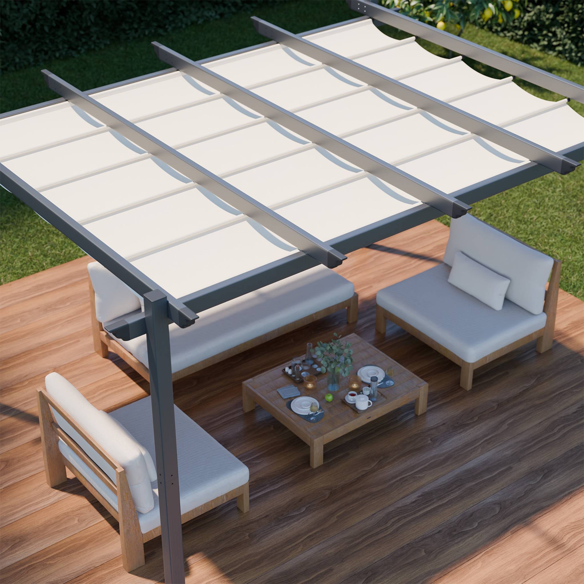 Pergola autoportante Beige en Aluminium 12.0 m² - 5