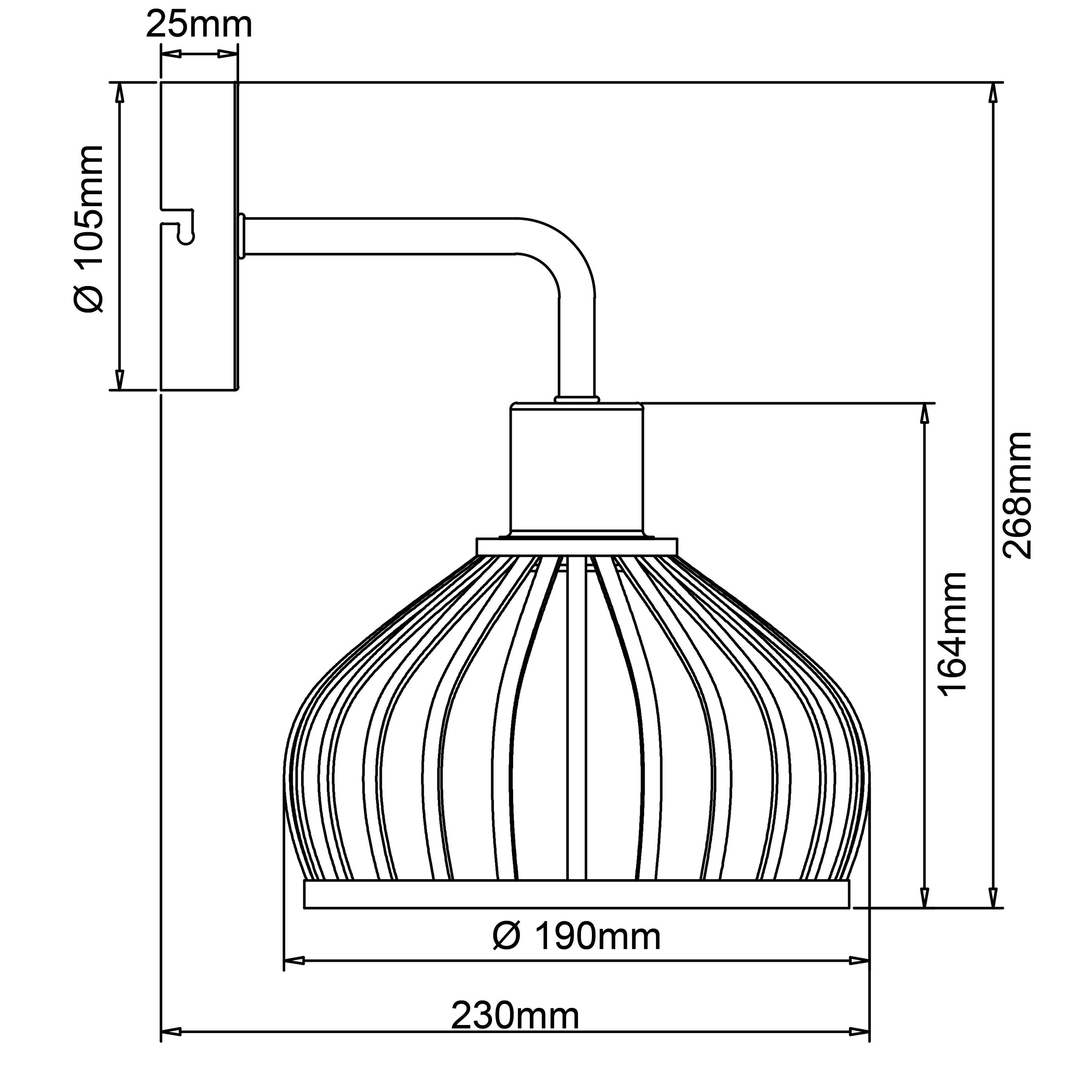 Lampa ścienna Brilliant Norah czarny/naturalny, metal/bambus, 1x A60, E27, 40 W - 6
