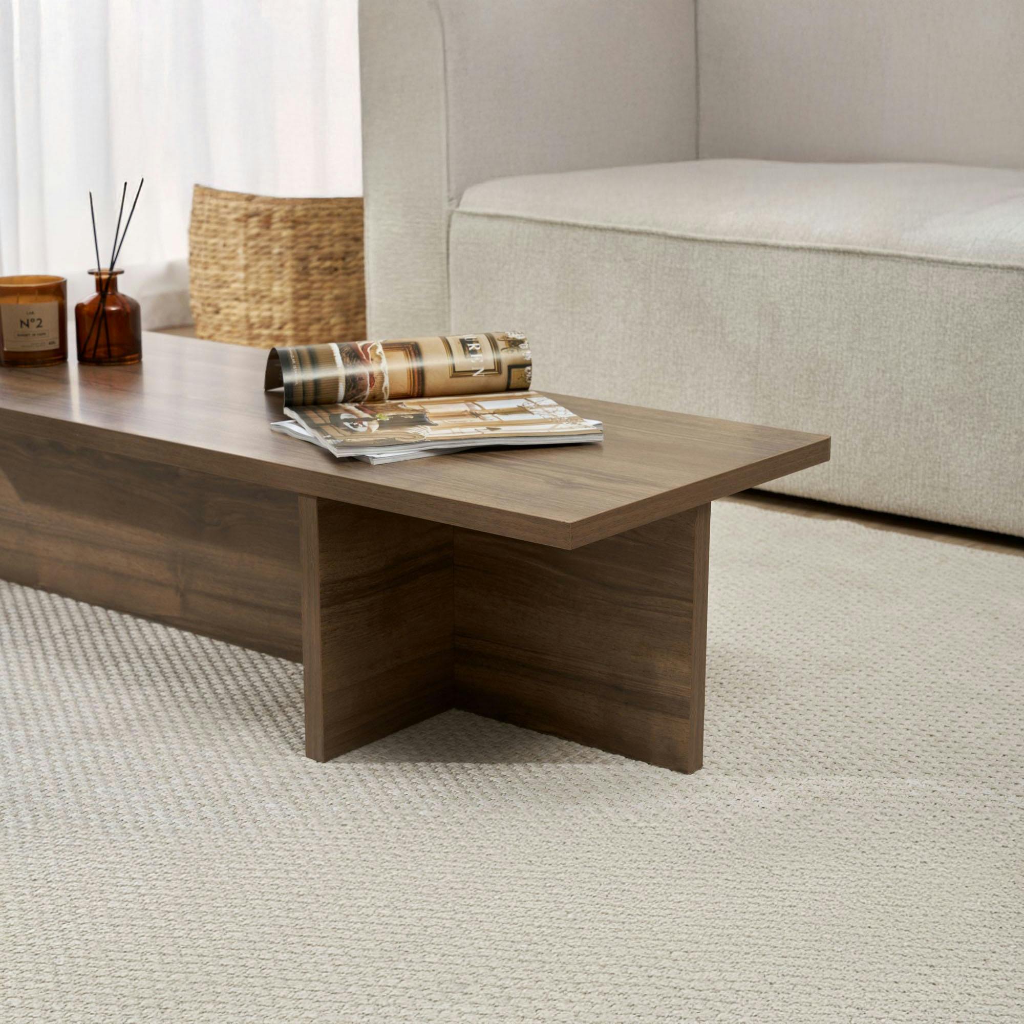 Table basse moderne minimaliste - effet bois de noyer MARFA - 4