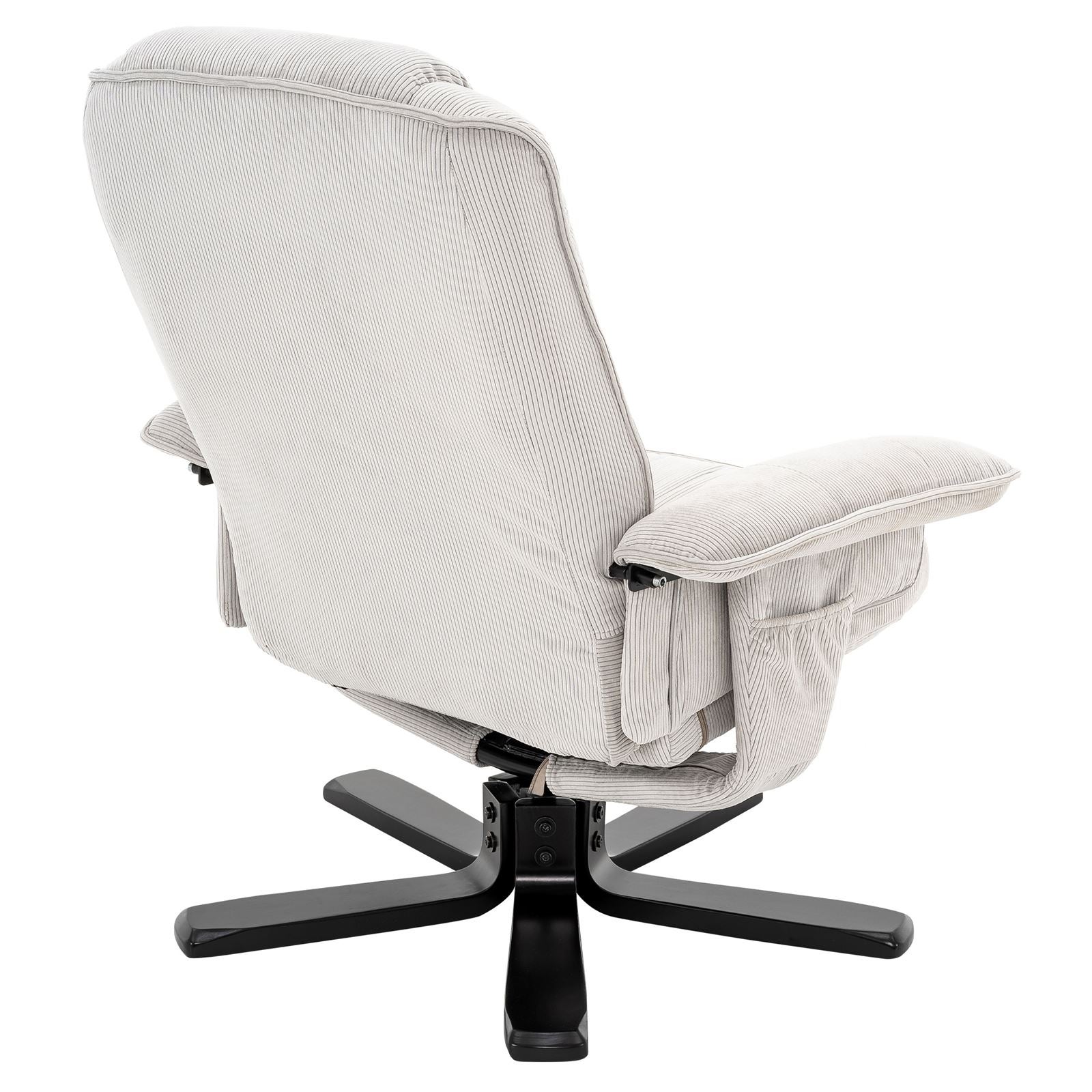 Fauteuil de relaxation avec repose-pieds CHARLY, en velours côtelé blanc/noir - 8