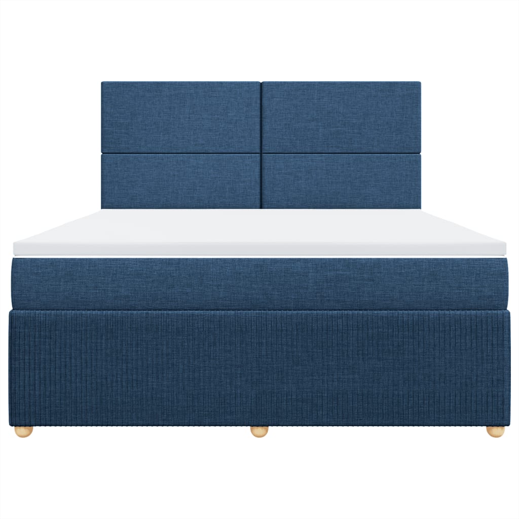 Maison Exclusive - Sommier à lattes de lit avec matelas Bleu 180x200 cm Tissu - 4