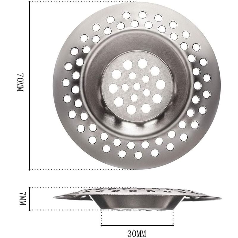 4 Sztuki Sitka Zlewozmywakowego Kuchennego, Filtr Zlewozmywakowy ze Stali Nierdzewnej, Kratka do zlewu kuchennego, Sito Filtracyjne, 70 50 7mm - 3