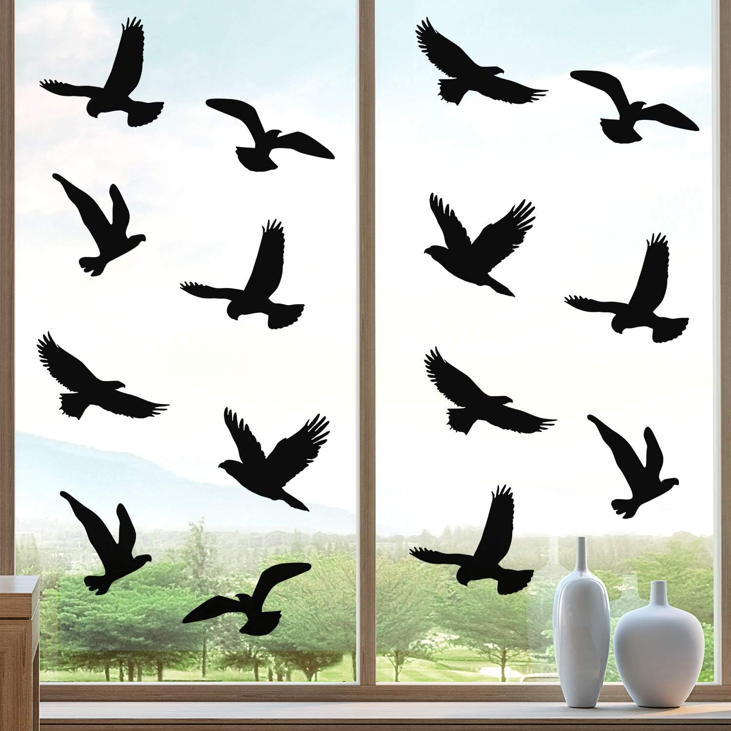 Tentures de fenêtre d'ornement en verre souillé d'oiseau pour l
