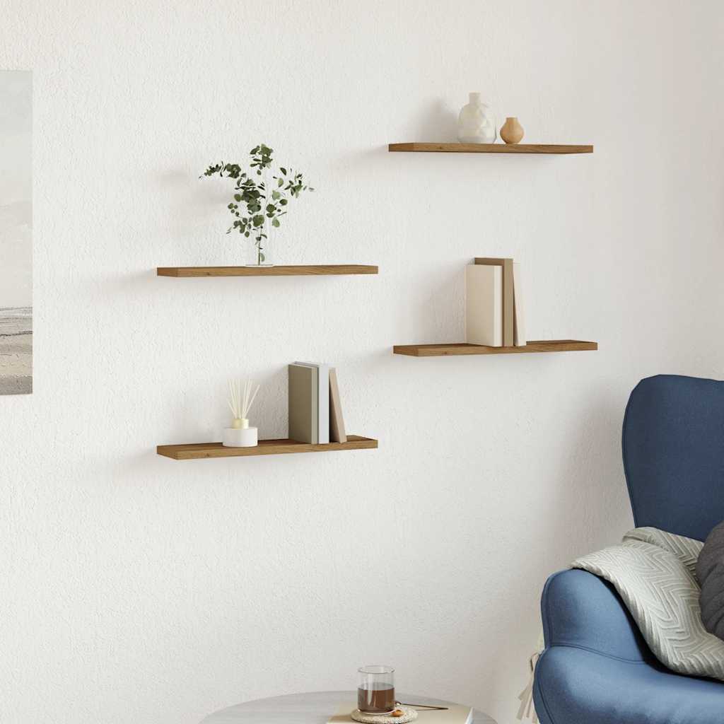 4 pcs Étagères murales | Étagère flottante | Étagère suspendue chêne artisanal 40x20x1,5 cm CFW871279 - 3