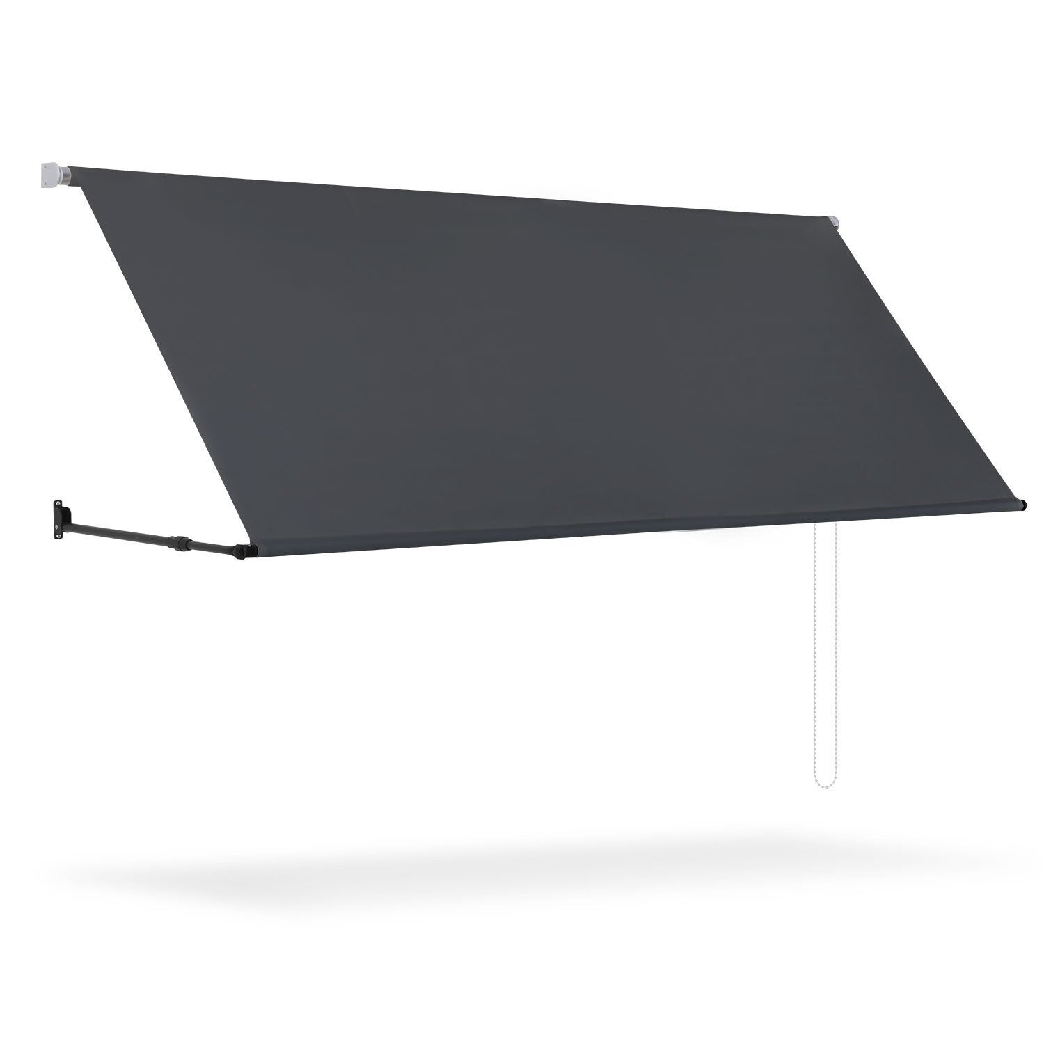 Toldo manual de poliéster impermeable con protección uv, acero, aluminio y poliéster, 300 x 70-120 (saliente) cm, antracita