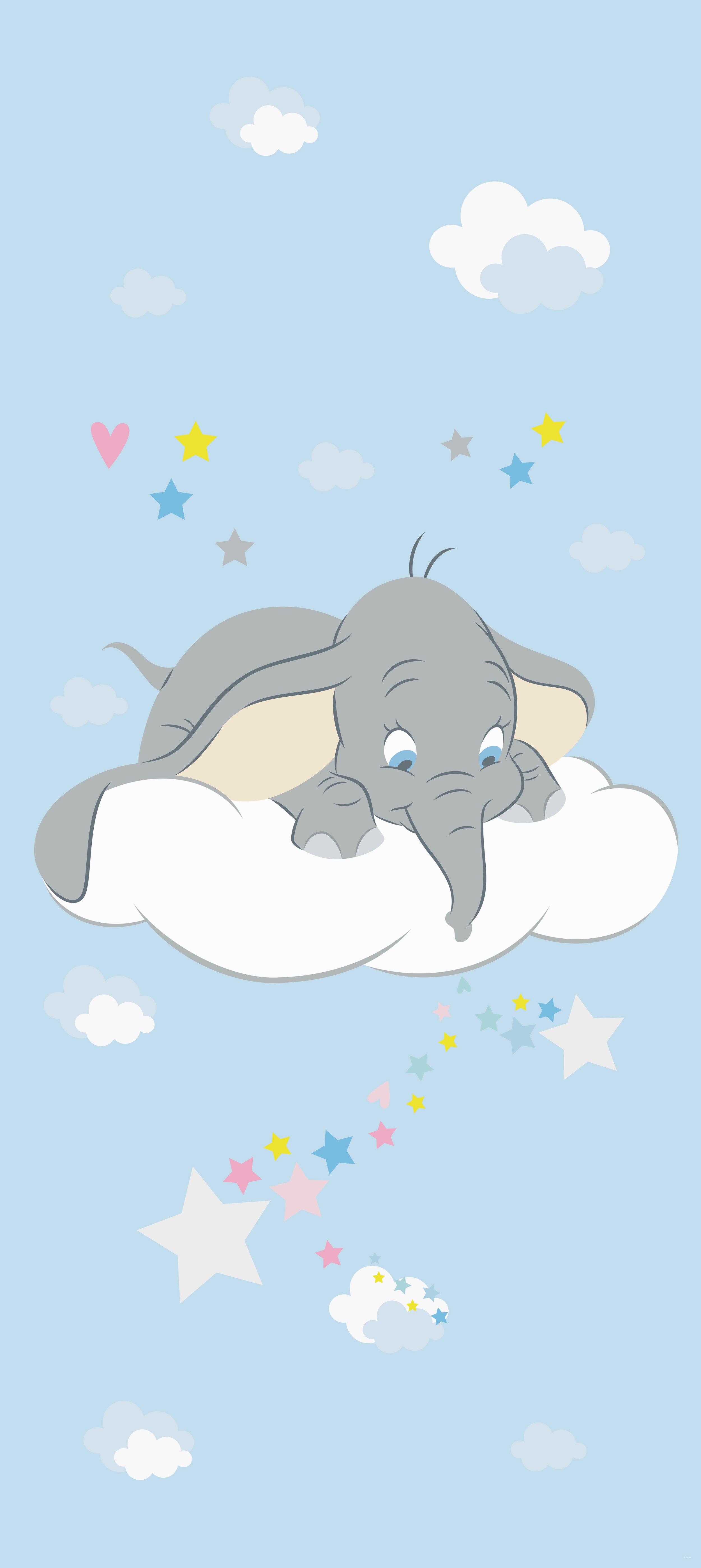Póster decorativo dumbo azul y gris - 90 x 202 cm - disney