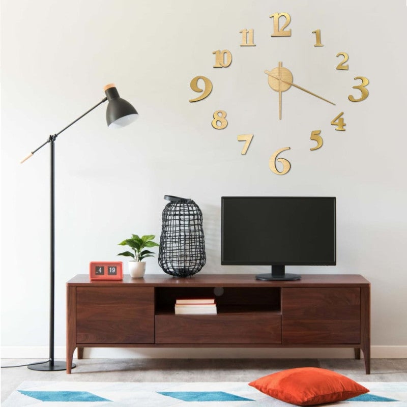 Vidaxl reloj 3d de pared con diseño moderno dorado 100 cm xxl