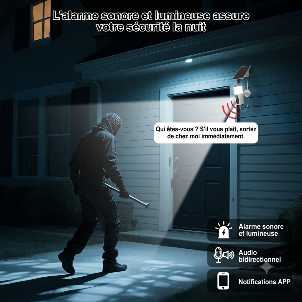 2K Caméra Surveillance WiFi Extérieur sans Fil Solaire, 3MP Camera Exterieure avec Lumens Projecteur, Vision Nocturne Couleur,ANRAN - 6