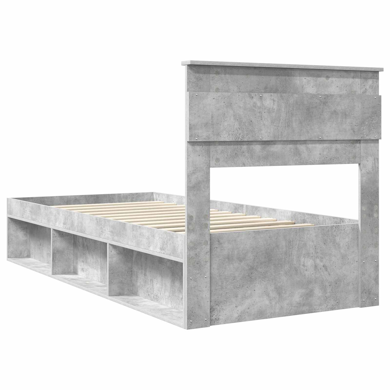 Cadre de lit gris béton 75 x 190 cm, bois de pin massif - 9