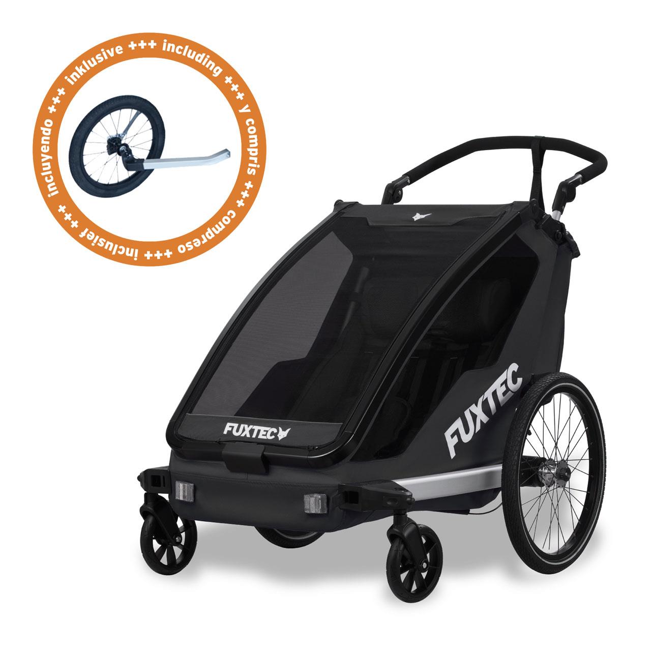 Remorque Pliable Pour Vélo Enfants - 2 Places, Housse Pluie, Jusqu'à 40kg