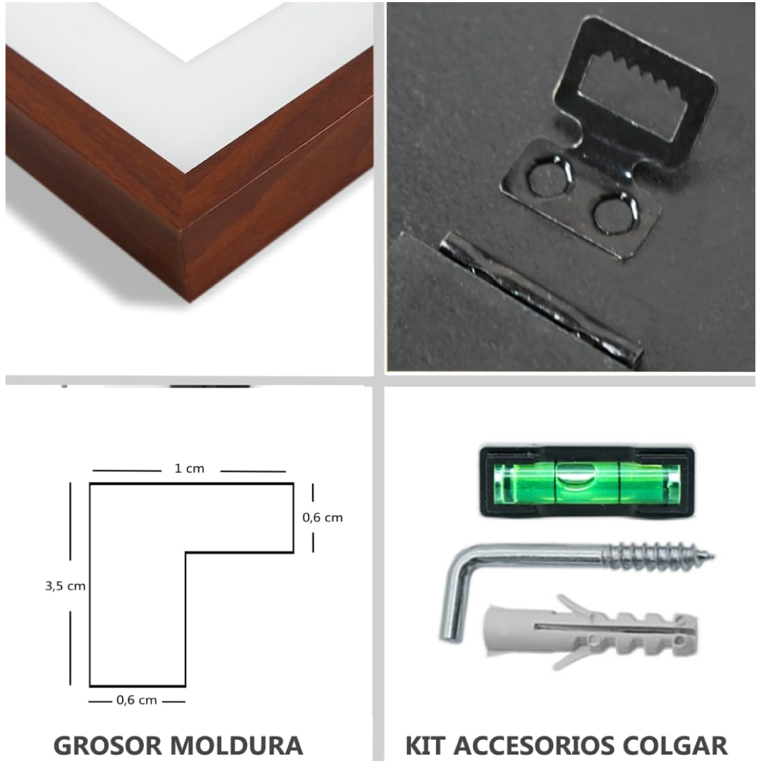 Moldura com passe-partout 20x25cm (Int 15x20cm) Cerejeira MOD 351 moldura ideal para fotografias - 4