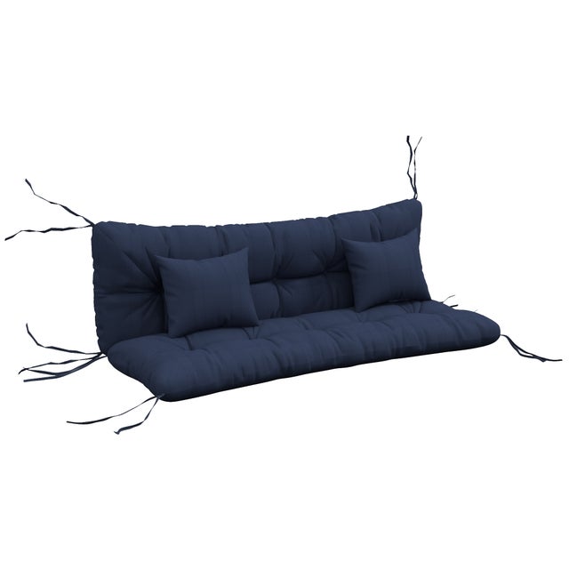 Juego de 4 cojines para silla, 150x50 cm, repelentes al agua, con lazos, 10 cm de grosor, azul marino.