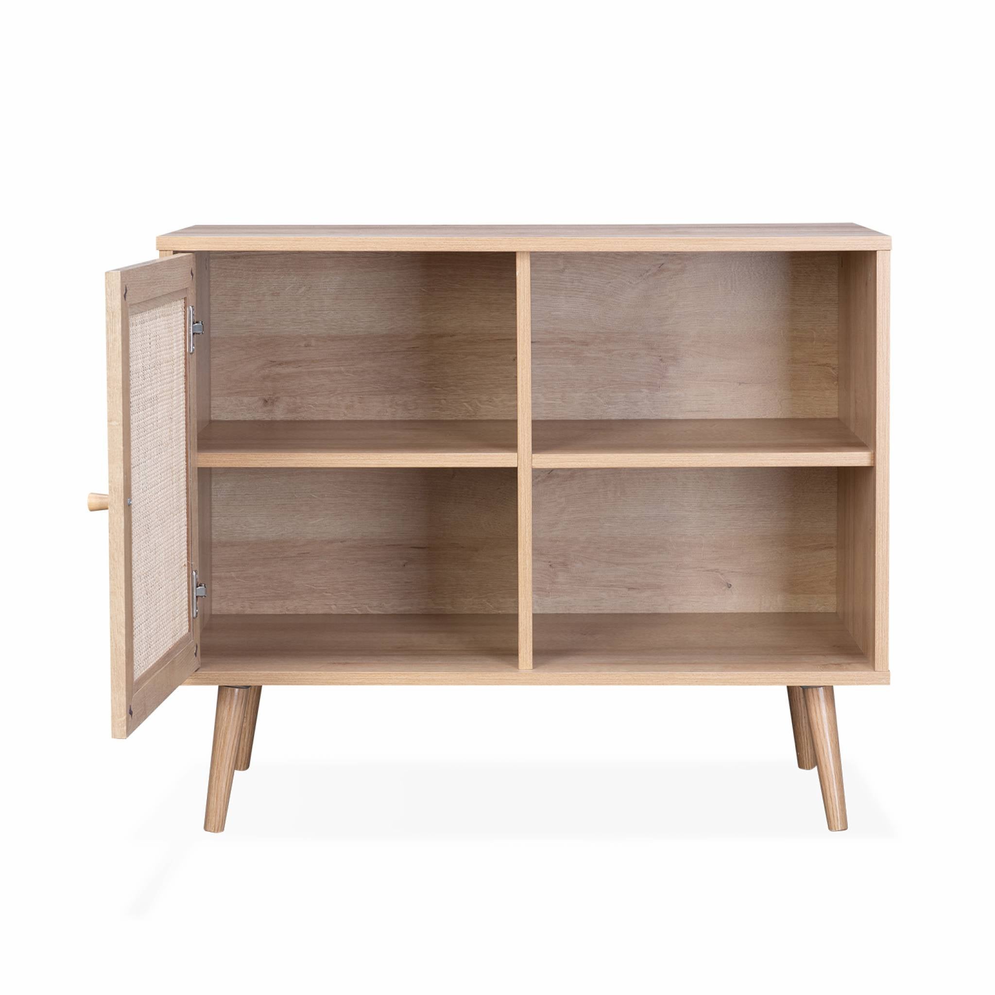 Credenza in cannage, 1 anta, 80cm, Marrone naturale - 5