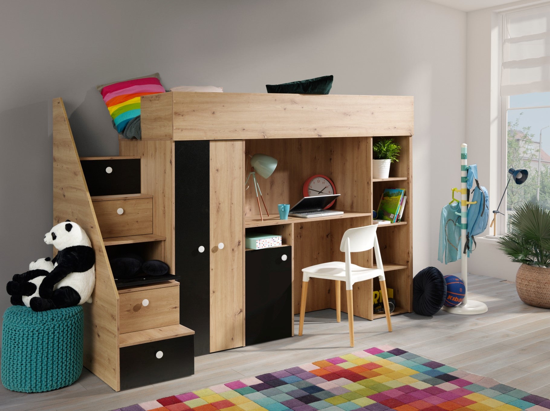 Łóżko piętrowe Antresola SMART 14 czarny - Abiks - 2