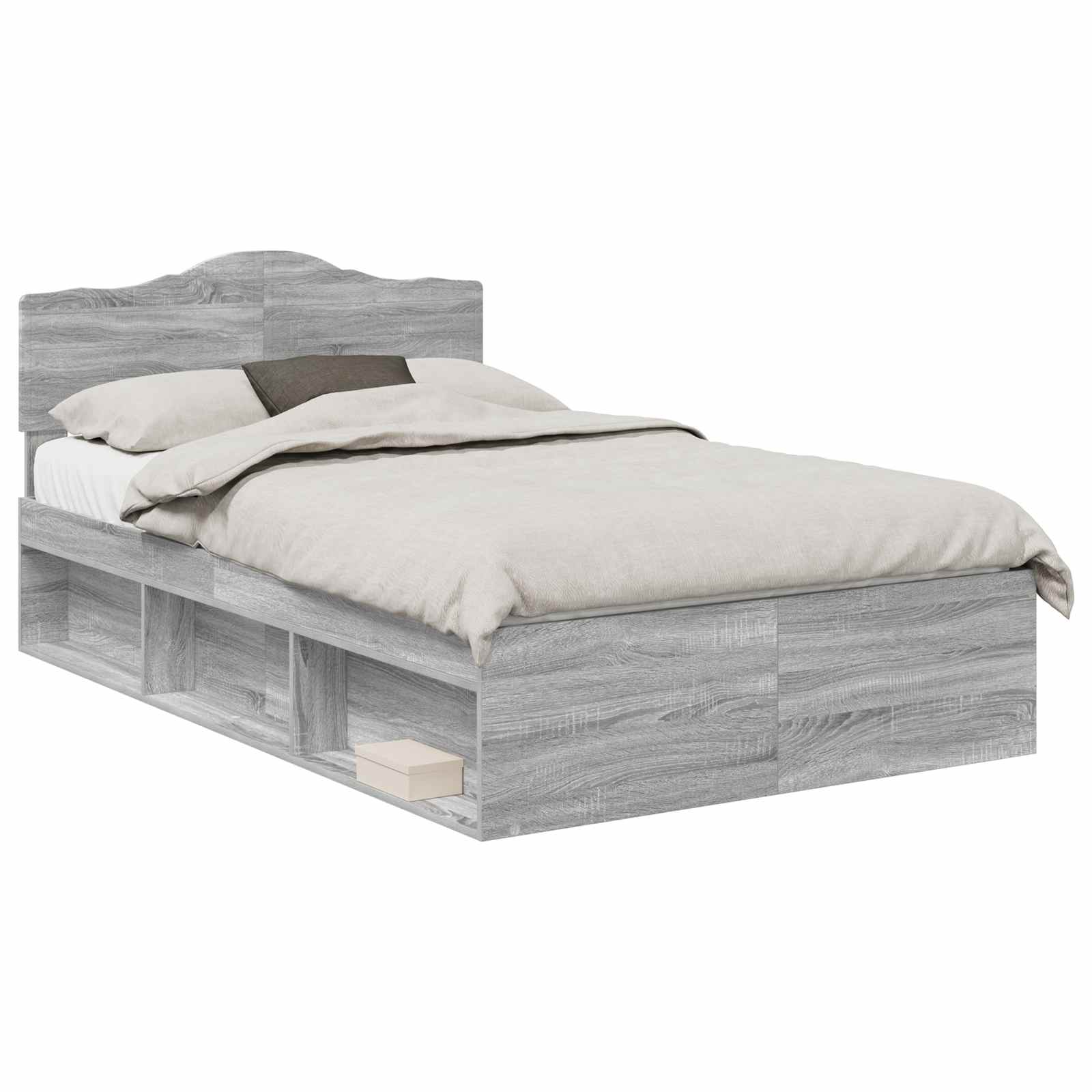 Cadre de lit Gris 120 x 190 cm Bois de pin massif - 2