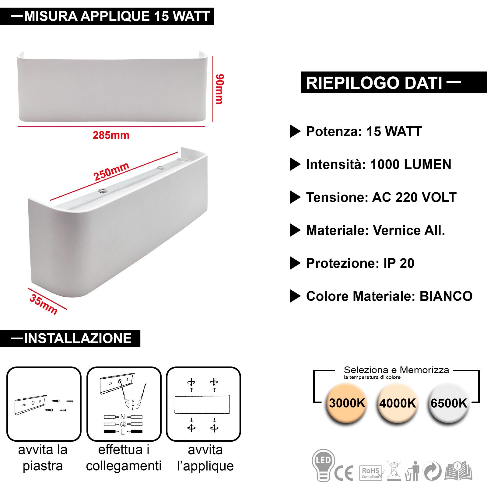 Applique 15W da Parete Interno Moderno Lampada da Parete Regolabile Lampada a Muro LED Luce Alluminio per Soggiorno Camera IP 20 Cambia colore Maka - 6