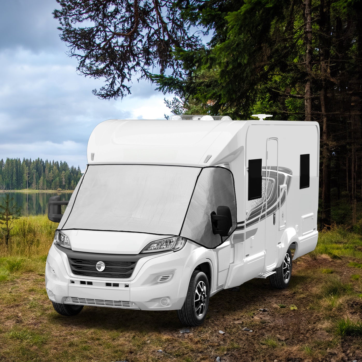 Pare-Soleil pour Camping-Car, Couverture Thermique de Pare-Brise Externe Toutes-Saisons, Protection UV Chaleur & - 6