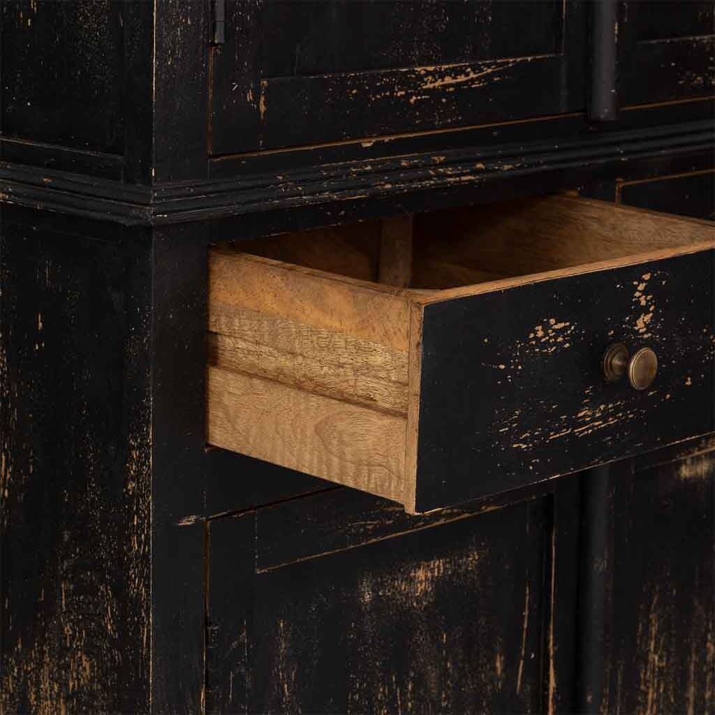 Armadio in legno nero fatto a mano 85x40x180h cm - 6