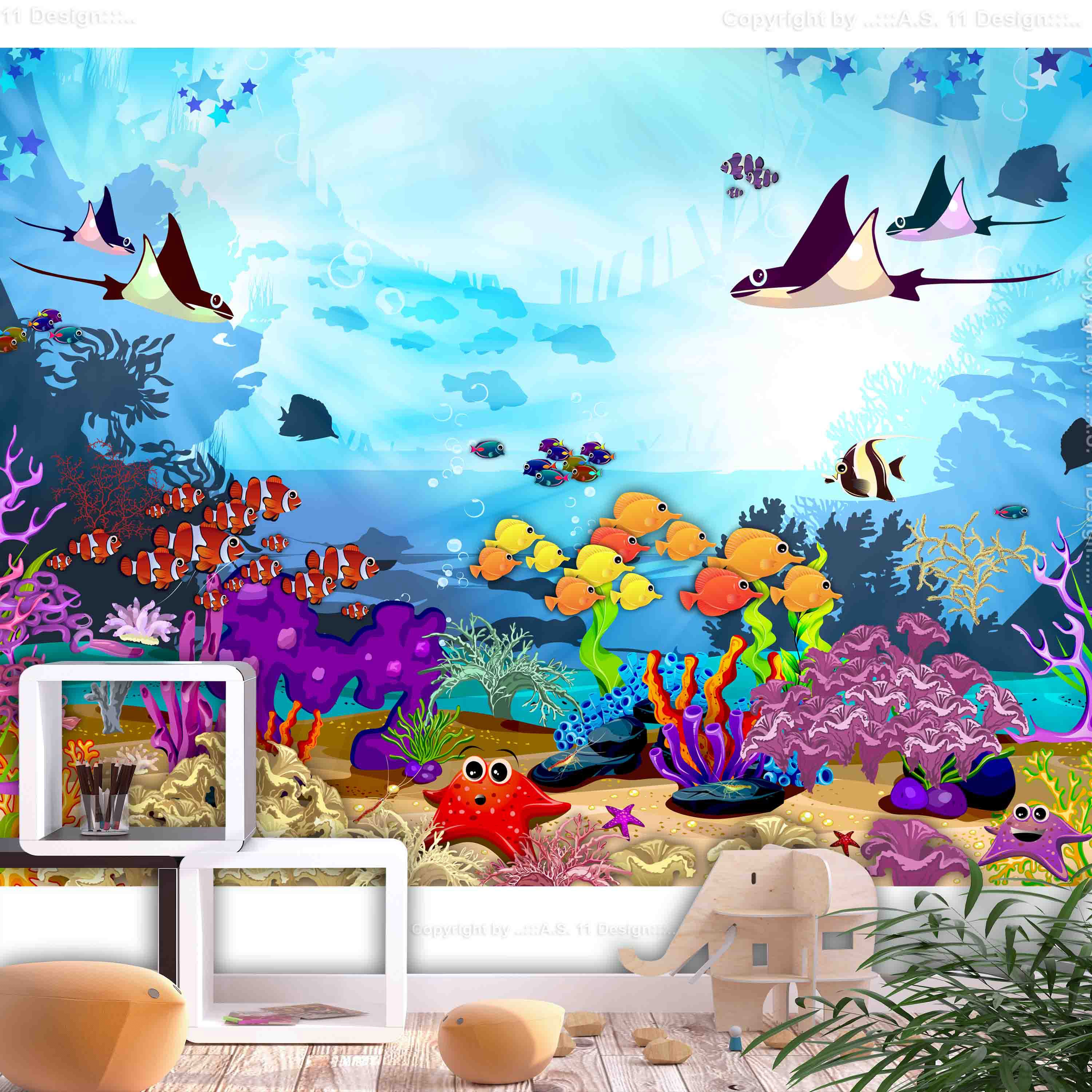 Papier Peint Mural 3D Monde Sous-marin 885 - Décoration Famille - Neuf