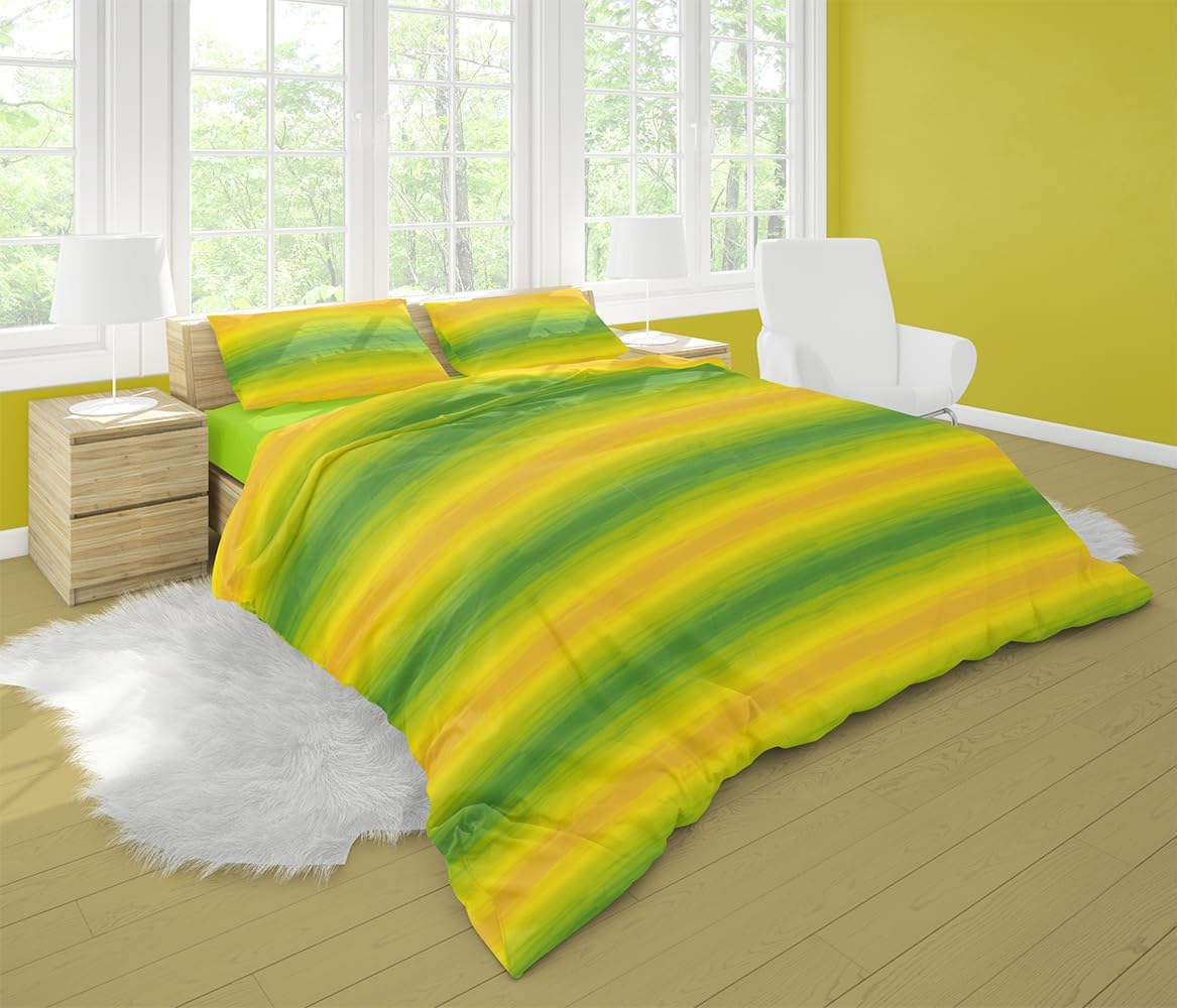 Home Passion Parure Copripiumino 3 Pezzi Marco Yellow – Cotone 57 Fili – 220x240 Cm + 2 Federe 63x63 Cm - 2