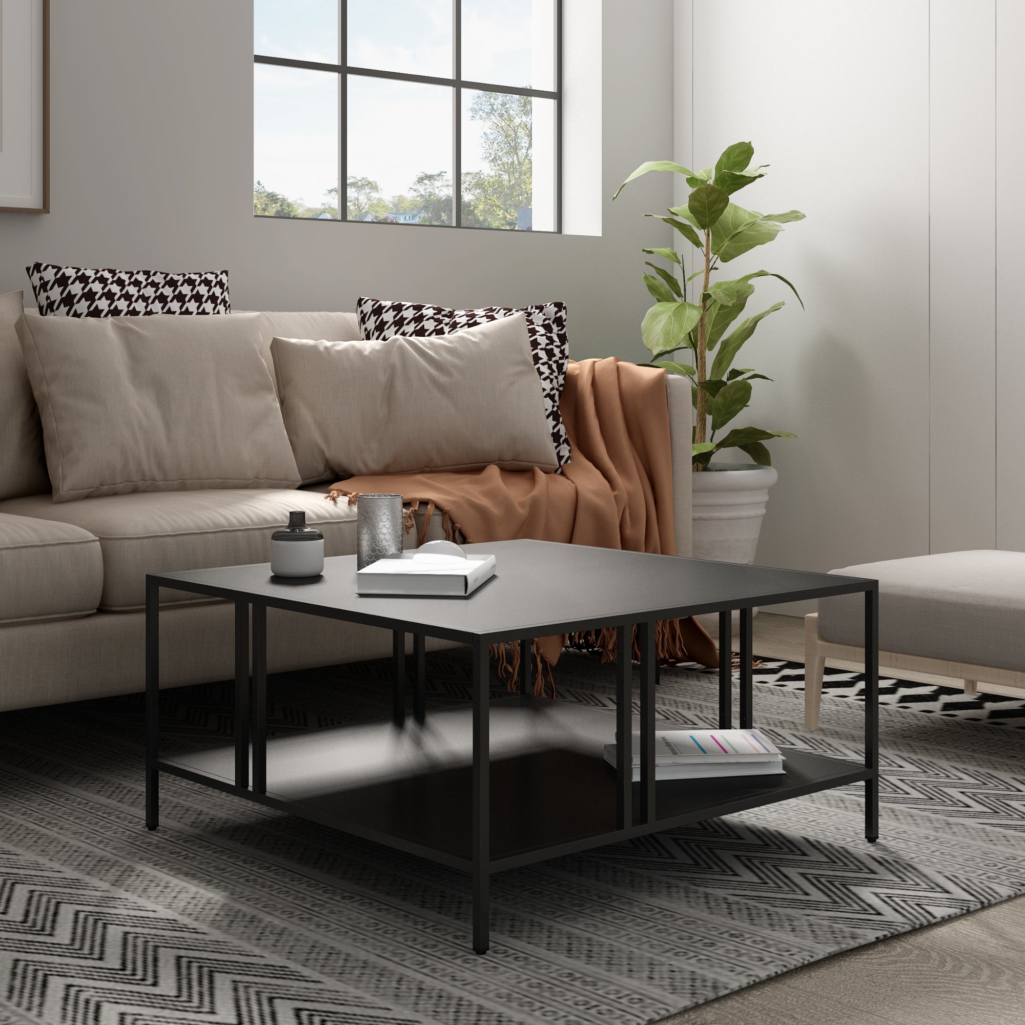 Tavolino da Salotto Tavolino Basso in Metallo Forma Quadrata - Main Image