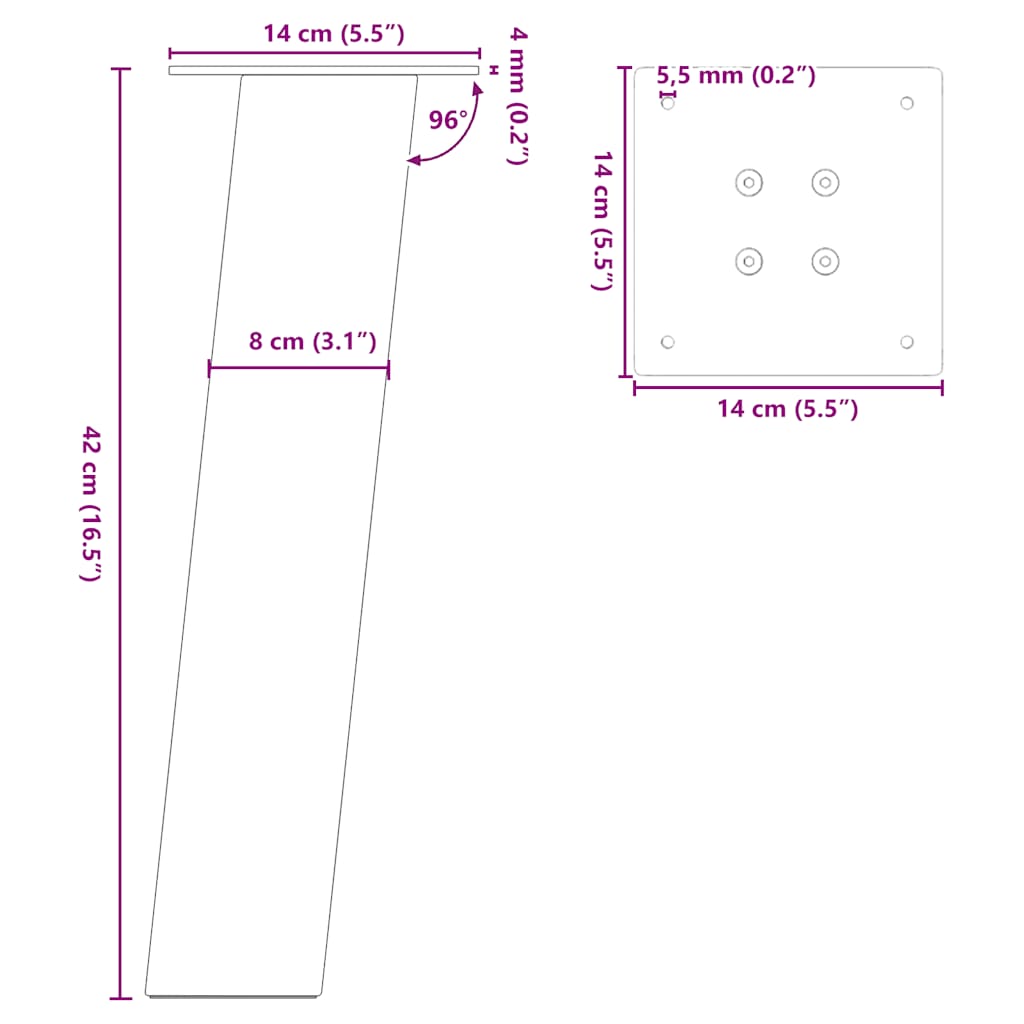 Pernas para mesa de centro 4 peças aço antracite 42 cm - COMFORTXL - 9