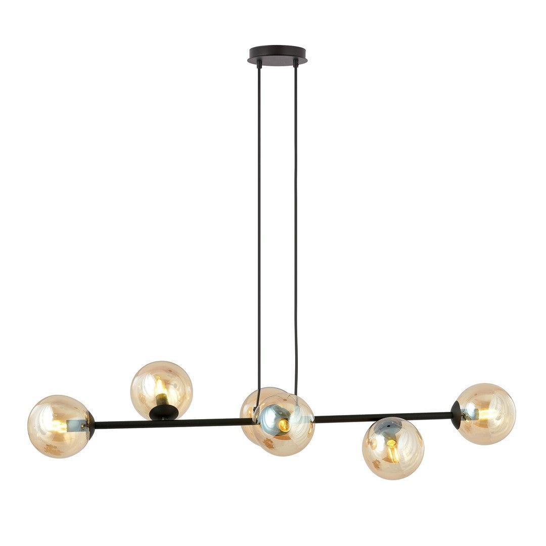 Lampa wisząca Rossi czarno-miodowy 6xE14x10W wym: 100 x 110 cm szkło Emibig