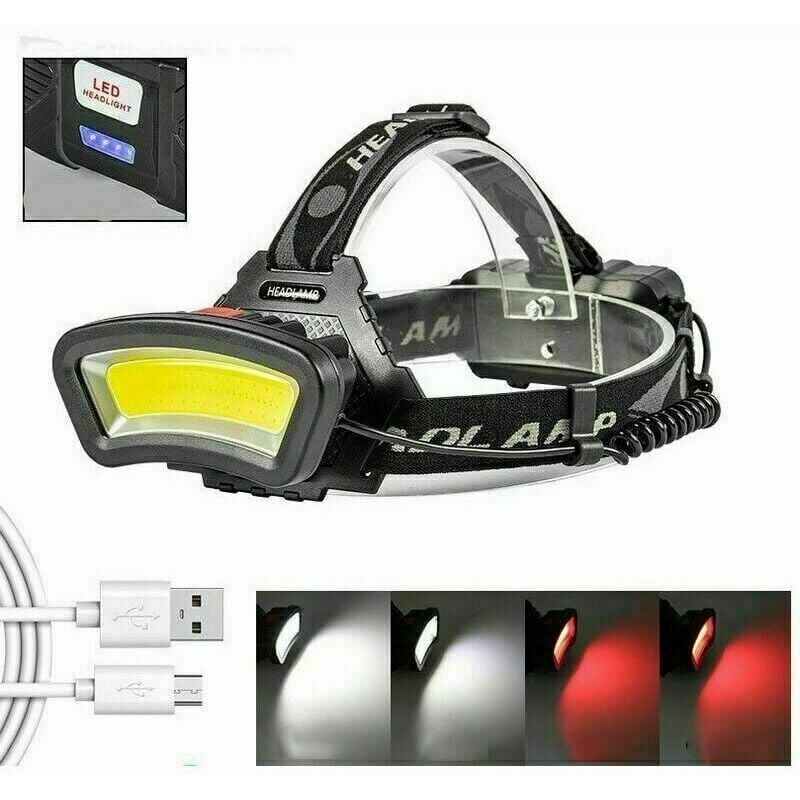 Lampe Frontale LED Ultra Puissante – Rechargeable, étanche, Torche Lumens – Neuf
