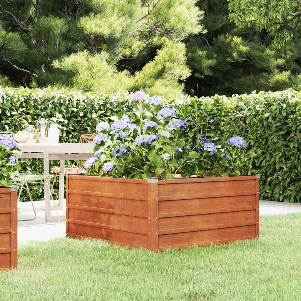 Jardinière - Lit surélevé de jardin - Pot de fleurs rouillé 100x100x45 cm acier corten Couleur évolue n1300l - 2