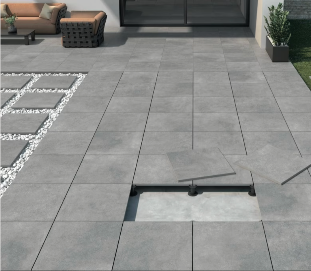 Dalle extérieur sur plots Link 2.0 gris R11 60x60 cm - Réflex Boutique - 3