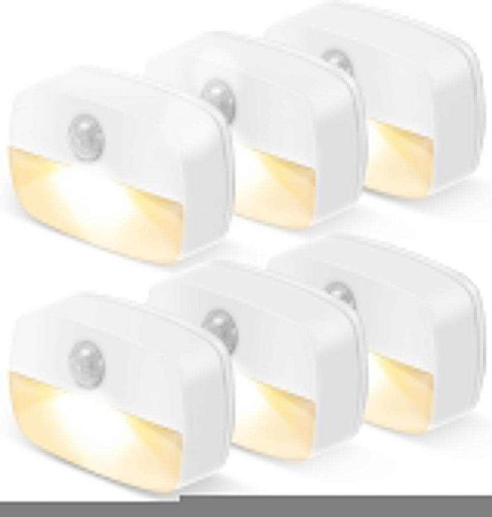 Lampka nocna z czujnikiem ruchu – 6 szt. – Lampka nocna LED do użytku wewnątrz pomieszczeń – Lampka zasilana bateryjnie