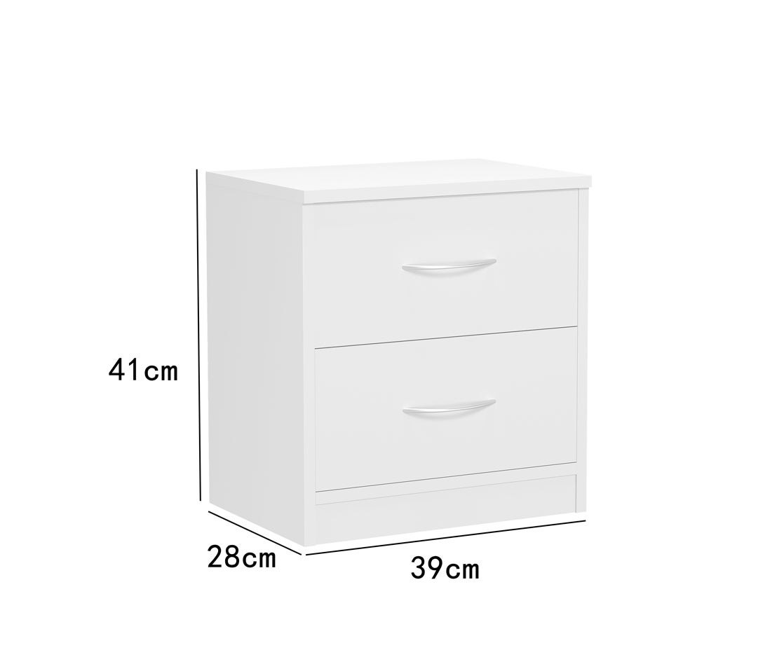 Mesita de noche habitación 2 cajones Blanca melamína 41x39x28 cm Dormidán - 4