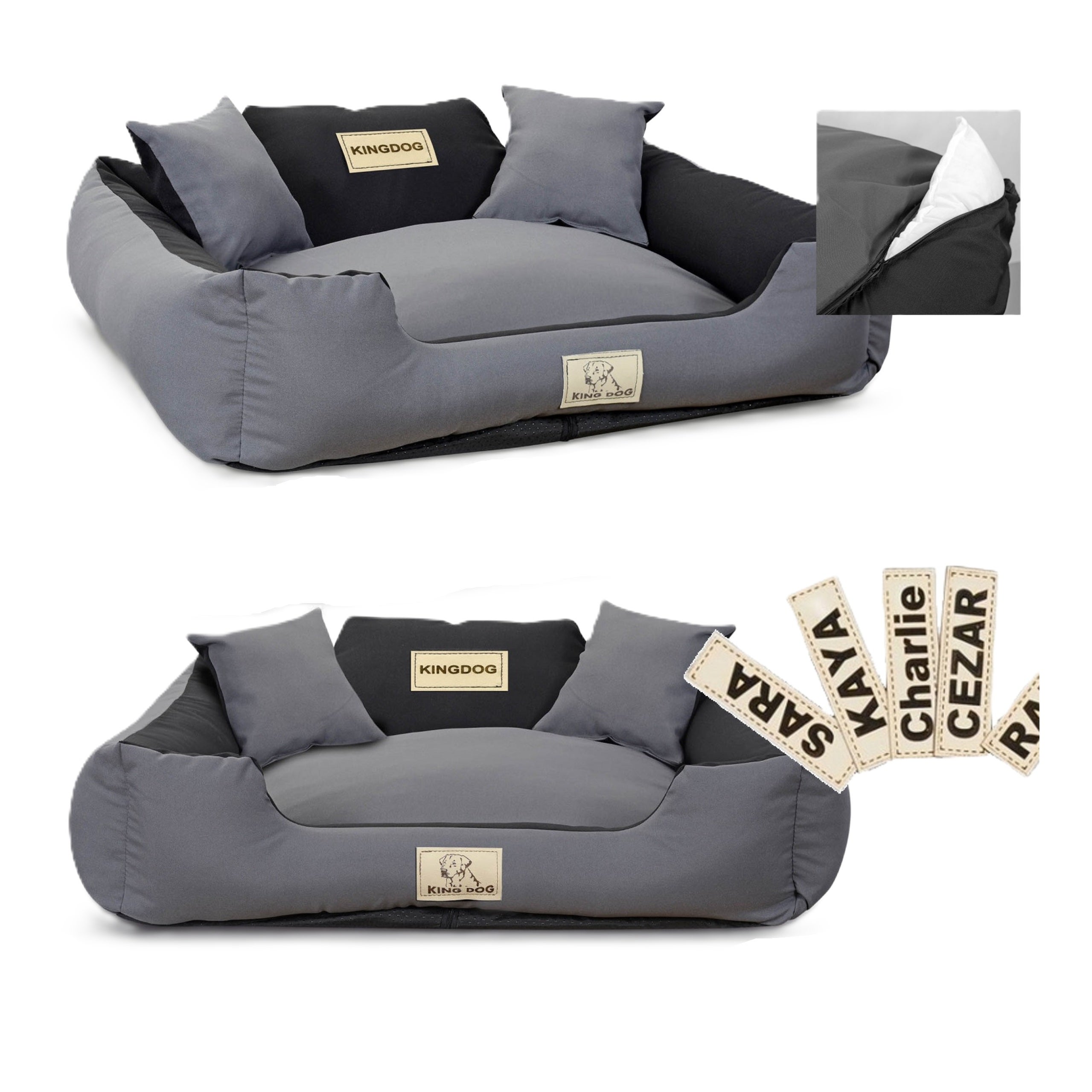 Legowisko dla psa kojec Aio Factory KINGDOG personalizowane rozbieralne antyslip ciemnoszare 100x75 cm 1szt