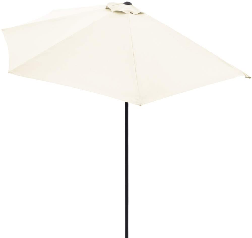Parapluie mural d'extérieur 3 m avec mât central en aluminium Demi-Lune - COULEUR Jaune - 2