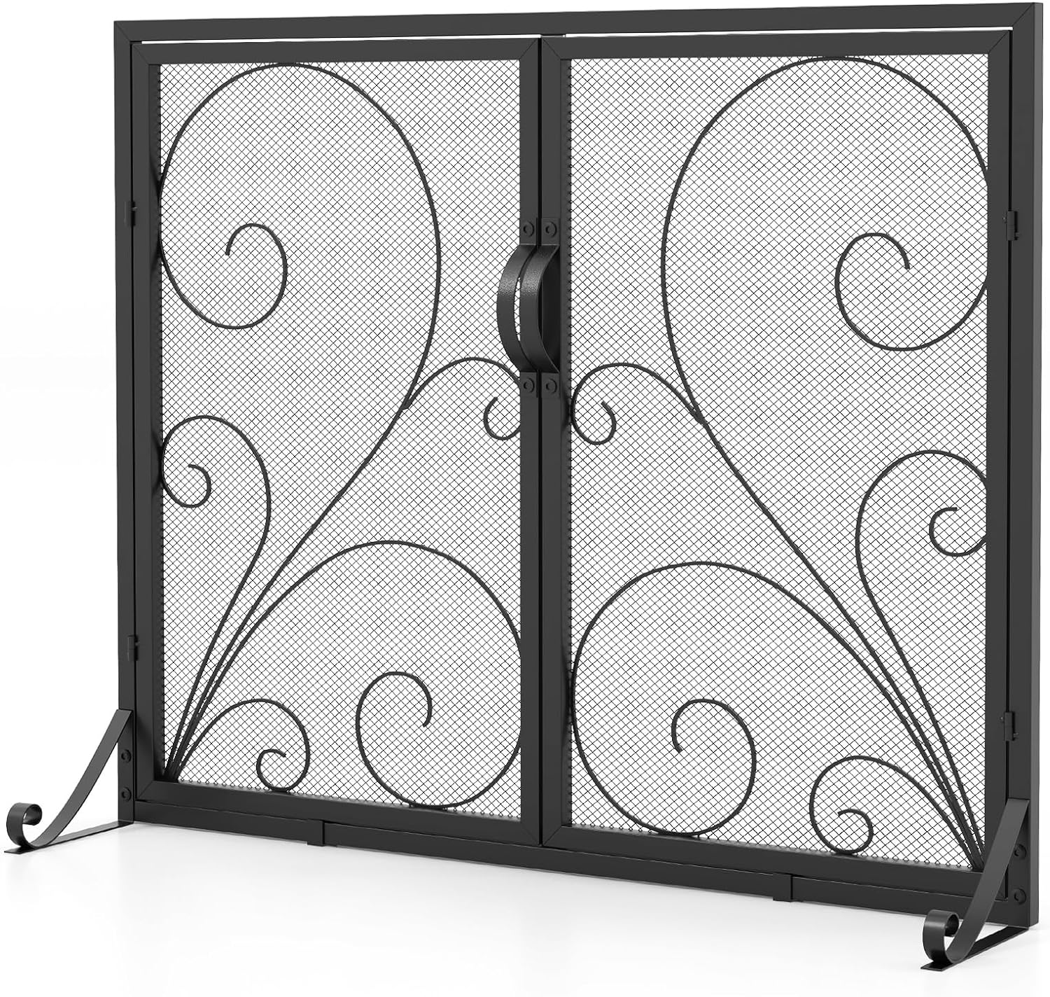 Écran De Cheminée Vintage En Métal à 3 Mailles – Protection Avant, Style Rétro, Dimensions 69x53x2 Cm