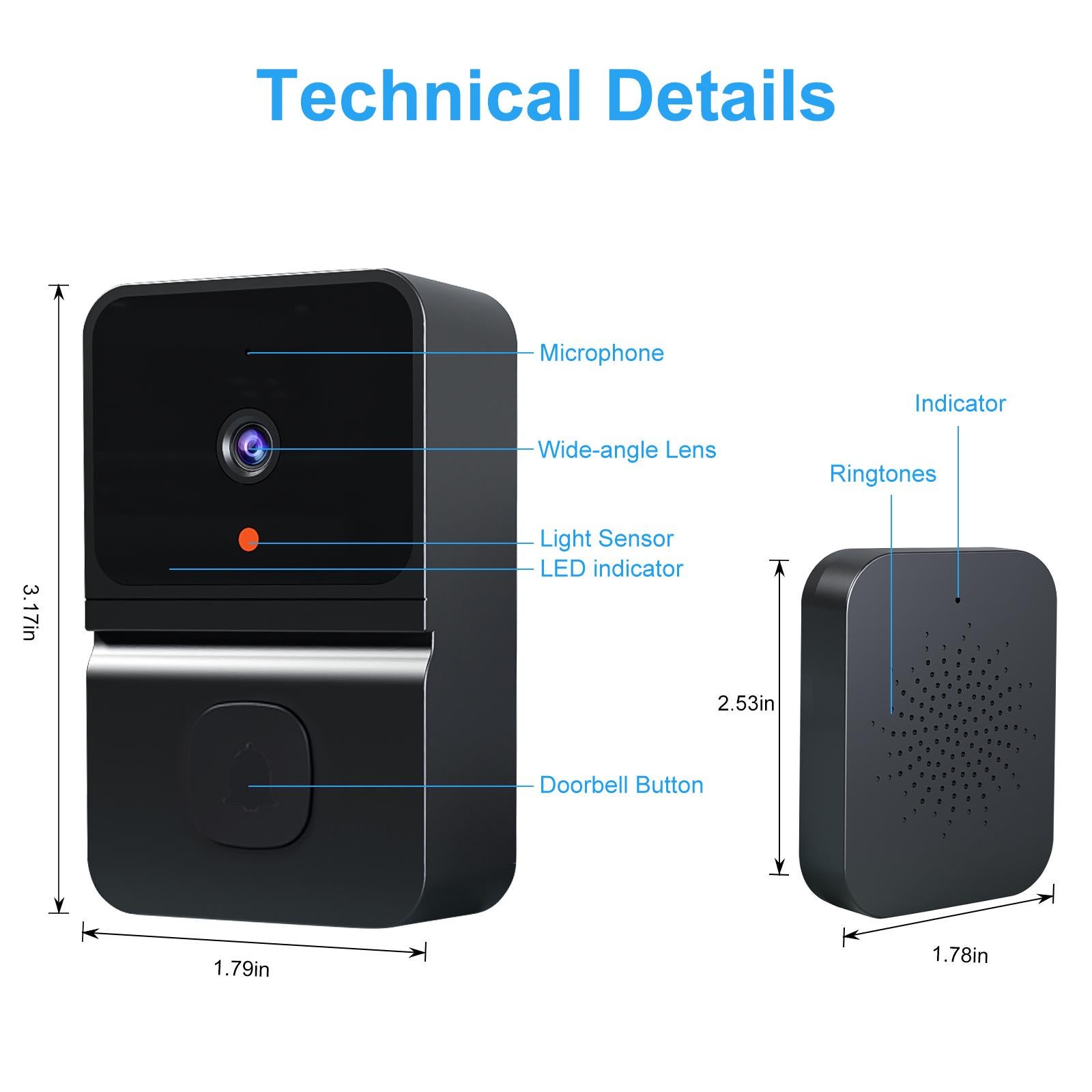 Caméra de sonnette vidéo intelligente sans fil, vision nocturne HD, WiFi, stockage cloud gratuit, audio bidirectionnel, contrôle par application - 4