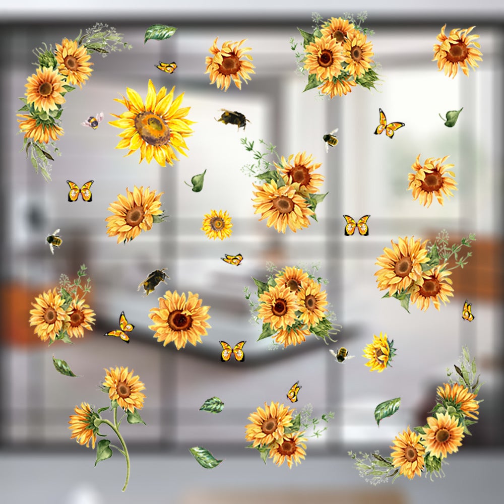 Autocollants en vinyle tournesol et papillon - Motif fleur jaune