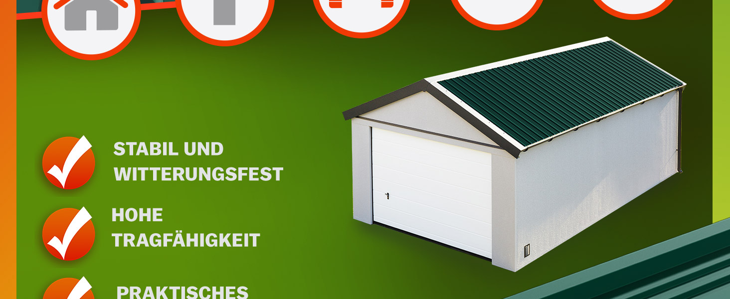 GARDEBRUK® 14x Tôles de bardage 110x46cm = 7m² galvanisé résistant intempéries tôle ondulée trapézoïdale profilée toit mur abri de jardin vert - 6