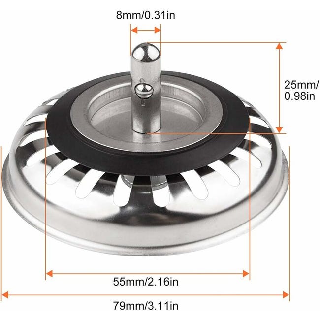 Bouchon De Baignoire Universel - 42 à 46 Mm - Silicone Et Acier Inoxydable - Étanche Bouchon De Baignoire Universel - 42 à 46 Mm - Silicone Et Acier Inoxydable - Étanche