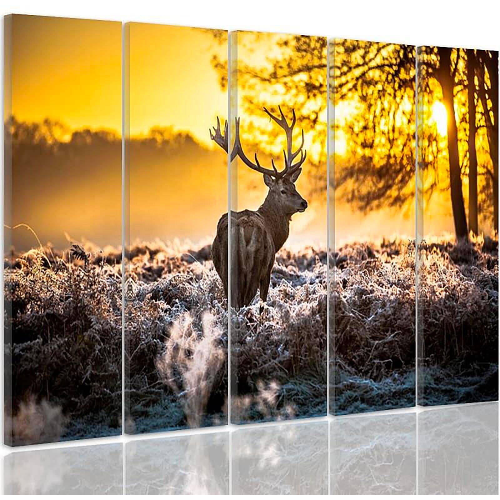Tableau coucher de soleil cerfs - 150 x 100 cm - 2